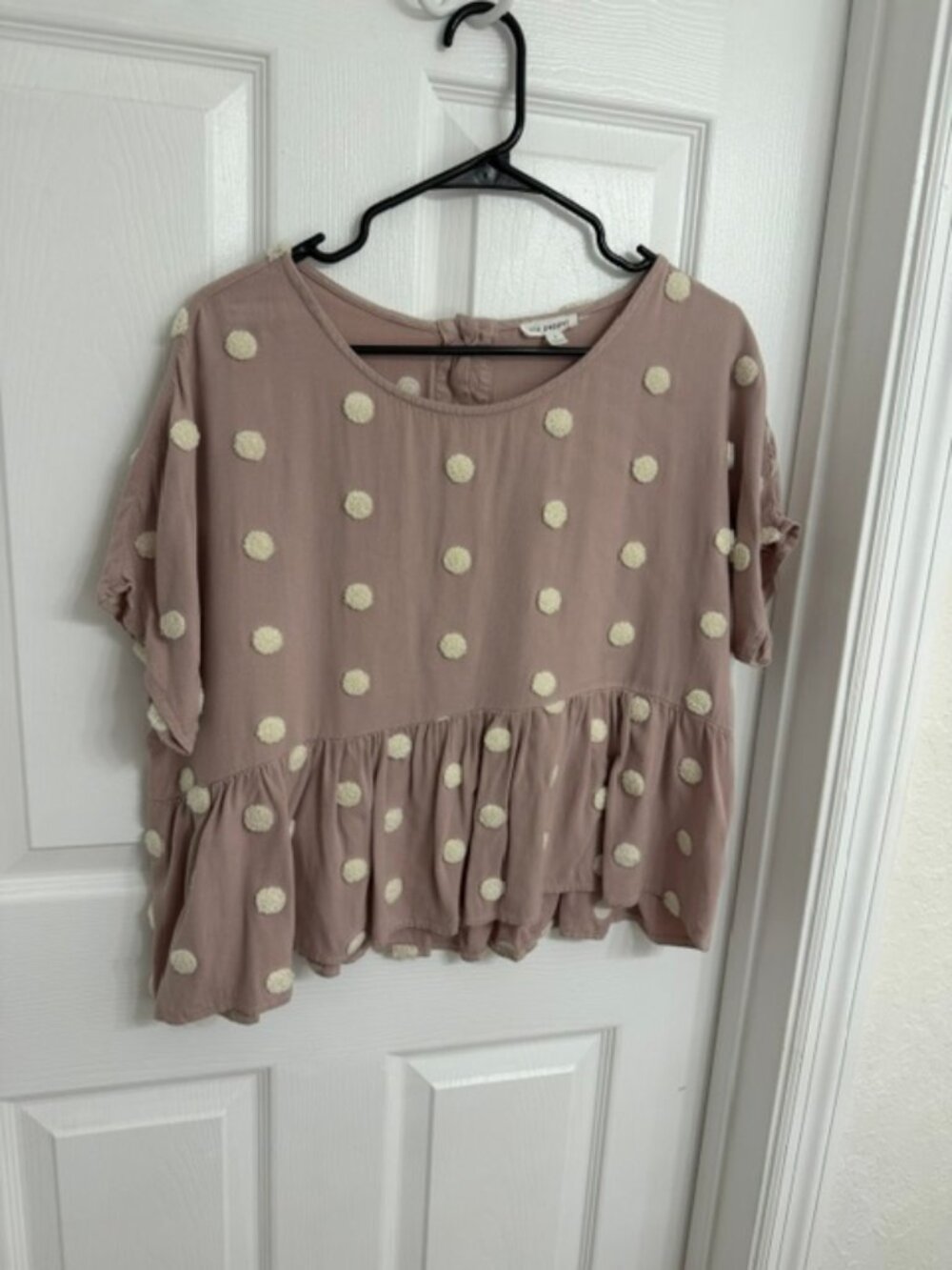 Blu Pepper Mauve Color White Polka Dot Pattern Size L
